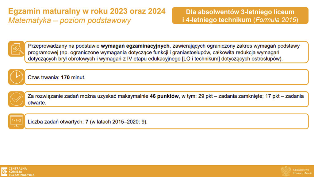 matura z matematyki 2024 zmiany formuła 2015